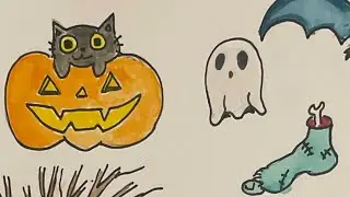Draw with me | Filling out a sketchbook page with something spooky 🎃