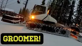 Up Close to to a snow groomer! (while skiing)