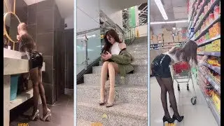 Beautiful lady in pantyhose and high heels!!!