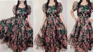 Full Flair Designer Dress cutting stitching/One Piece Dress cutting and stitching/frock style kurti