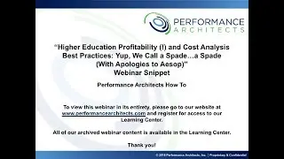 High Education Profitability (!) and Cost Analysis Best Practices: Yup, We Call a Spade...a Spade