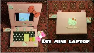 How to make Toy Laptop Phone Holder With paper/For online class/DIY Stationery Hello KItty things