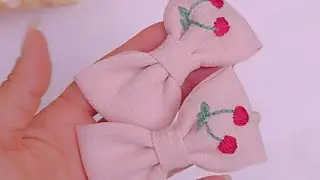 Learn cherry embroidery on the bow 🍒🍒 #bordaramano #ribbon #bow