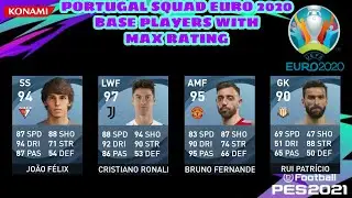 PES 2021 | SQUAD PORTUGAL IN EURO 2020 BASE PLAYERS WITH MAX RATING