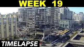 Demolition timelapse: Week 19: Demolition excavators demolishing most of the front building