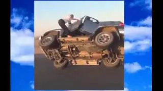Видео прикол  Трюки  Водитель  джипа и пассажиры   цирк на трассе !!