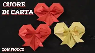 Cuore con un fiocco di Carta, Semplice Origami, Gioco di Carta, Divertimento per i Bambini