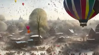 Новогодняя картинка в стиле Питера Брейгеля Старшего