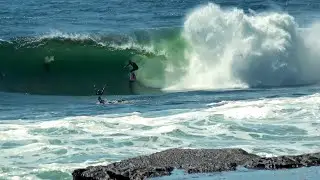 Surfing extremely dangerous waves in Sydney