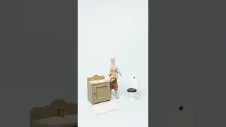 Potty Time with Micro Bunny in the Maileg Dollhouse Bathroom #mailegrabbittoys #highendtoys