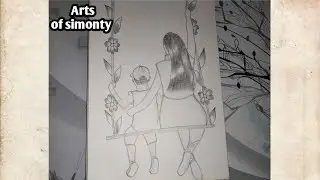 how to draw mother and  her son || easy mother's love drawing || pencil sketch for beginners