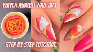 Easy Water Marble nail art Step By Step Tutorial | Easy & Beautiful nail art at home without tools |