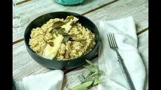 Risotto com cogumelos e queijo Brie