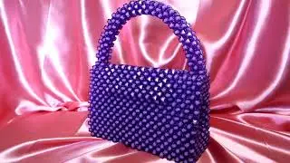 Сумка из квадратный бусин. Модель Amethyst.