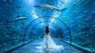 DUBAI AQUARIUM Walking Tour 4K 🐠 Underwater Zoo & Tunnel Experience | Dubai Mall