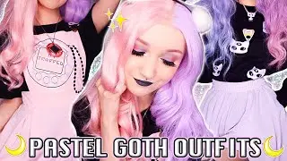 MY PASTEL GOTH DREAM COME TRUE?! 💜🌙 FOUR KAWAII OUTFITS! (FT. MAD MODESTY) 💖🖤✨