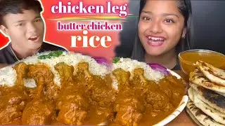 Spicy chicken butter //whole chicken with rice 😱 Maddy eats mukbang eating ASMR video #skrb2vlog