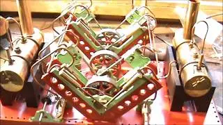 A V8 steam engine running on air  Mamod model engine sound up !
