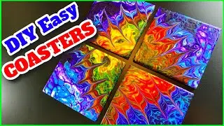Easy Acrylic Pour Coasters Fluid Art with JmoPainting