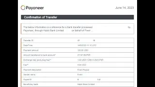 Instantly Get my $100 Payout by Fiverr via Payoneer Bank Transfer