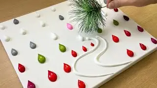 How to Draw a Couple Walking in Red Forest / Acrylic Painting Technique