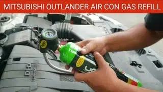 Mitsubishi Outlander Air Conditioning Gas Refilling Process at Home. Car Air Con System Repair