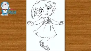 how to draw a Dora cute girl easy drawing||outline art master||directed drawing