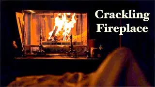 Crackling Fireplace with Thunder, Rain and Howling Wind Sounds (HD) | Fireplace Burning Snow Storm