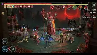 Raid Shadow Legends 2024 Oct Amius Normal Auto Comp with bomb, poison, and heal reduction.