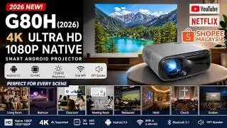 G80H (2026) Smart LCD Projector Android 9.0 2G+64G 4K 3D for Classroom Home Theater SHOPEE MALAYSIA