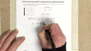 Eliminate the parameter in polynomial and radical equations