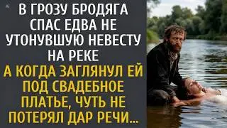 During a thunderstorm, a tramp saved a bride who had nearly drowned in the river... And when he l...