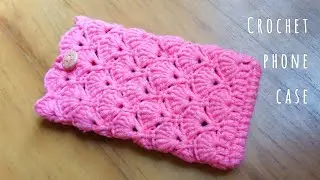Sarung HP rajut motif kerang | case para celular | crochet phone pouch