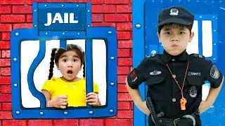 Suri and Sammy Pretend Play Police Officer with K 9 Puppy Dog Locked Up Funny Story for Kids