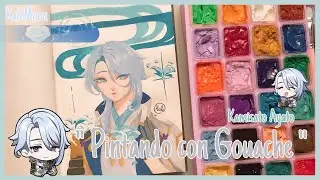 Pintando con gouache - [ speed paint de Kamisato Ayato ] 💧💙