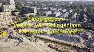 Demolition building Diederik van Teilingenlaan Zoetermeer Drone 4K