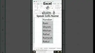 Excel बोलता भी है । How to speak in excel cells 