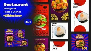 Restaurant InstaStories+Posts+Slideshow After Effects Template