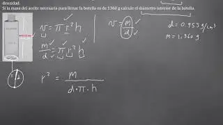Calcular el diámetro interno de un cilindro mediante densidad