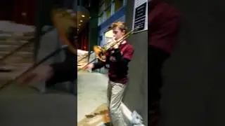 We play the trombone in public