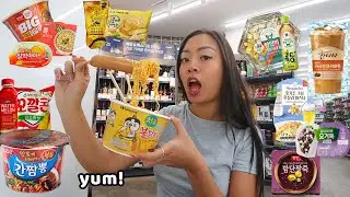 korean convenience store vlog! eating *EVERY* color of the rainbow ✨😋🌈
