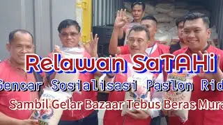 Relawan SaTAHi Gencar Sosialisasi Paslon Nomor 3 Ridho Sambil Gelar Bazaar Tebus Beras Murah