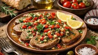 Lengua de ternera en salsa. Receta Navideña. Lengua a la  provenzal