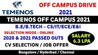 #Temenos #offcampus Drive 2021 |B.E/B.TECH - CS/IT/ECE/EEE/E&I | 2020,2021 BATCH | 6.3LPA SALARY