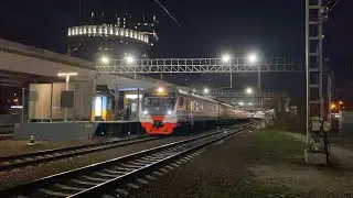 Электропоезд ЭД4М-0487 и ЭП2Д-0080 станция Кунцево. 19.04.2023.