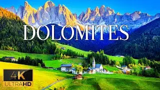 FLYING OVER DOLOMITES (4K Video UHD) - Calming Music With Beautiful Nature Video For Stress Relief