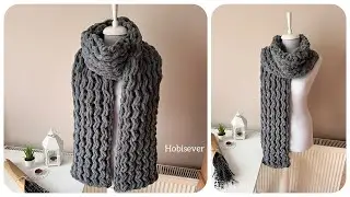 ŞİŞ YOK TIĞ YOK 💕 ALİZE PUFFY ATKI YAPIMI / PUFFY İPTEN ZİKZAK ÖRGÜ MODELİ / KOLAY ÖRGÜ MODELLERİ