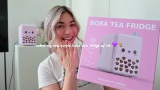 boba mini fridge unboxing 💜🧋 | unbox + first impressions