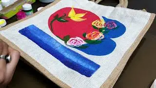 Handbag painting 🖌️| acrylic painting on bag | Tote bag restore| customise bag