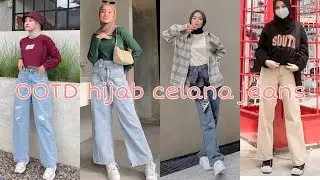 Inspirasi OOTD hijab remaja menggunakan celana jeans